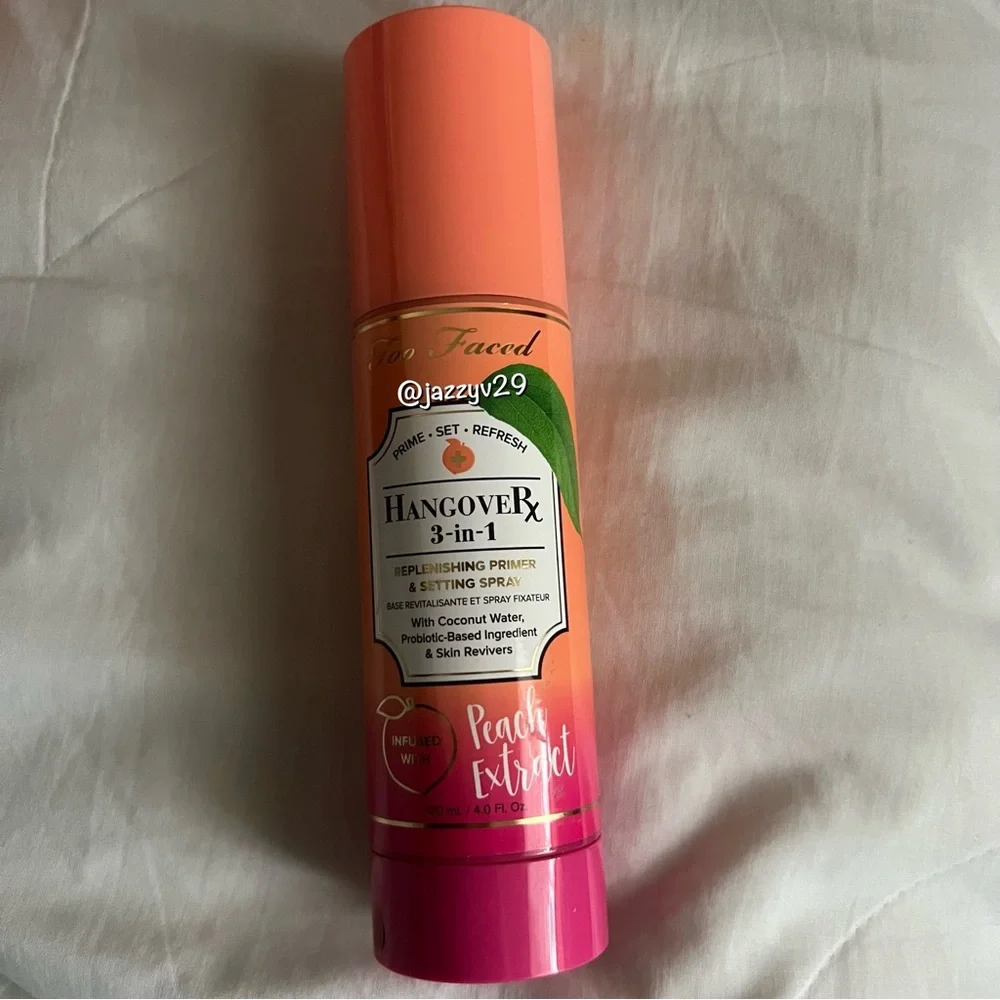 🍑Too Faced Hangover Rx 3-in-1 Replenishing Primer & Setting Spray Peach Edt🍑